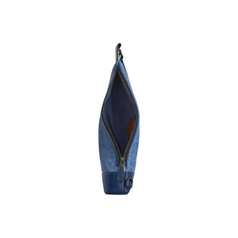 COACH Denim Sling Bag Medium Size Men's Denim Blue & Dark Blue-2