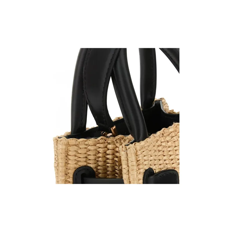 BOYY Raffia Tote Bag, Shopping Bag, Handbag Women's Natural & Black-3
