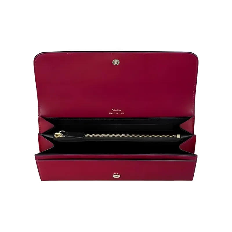CARTIER Calfskin Wallet, Card Holder Women's Cherry Red-2