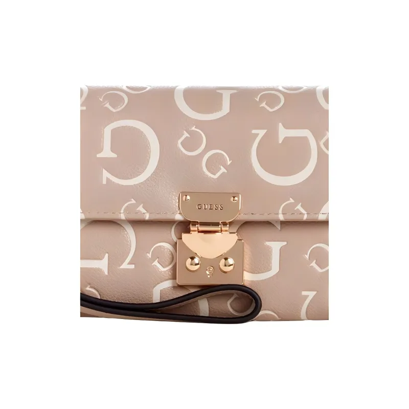 GUESS Artificial Leather Cell Phone Pouch Clutch Women's Beige-3