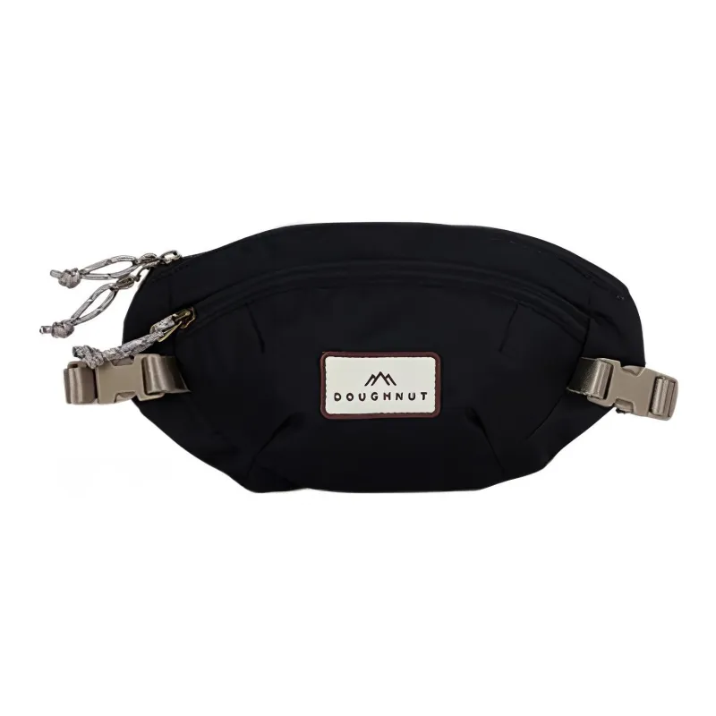 Doughnut Nylon Fabric One Shoulder Crossbody Fanny Pack Women's Black-0