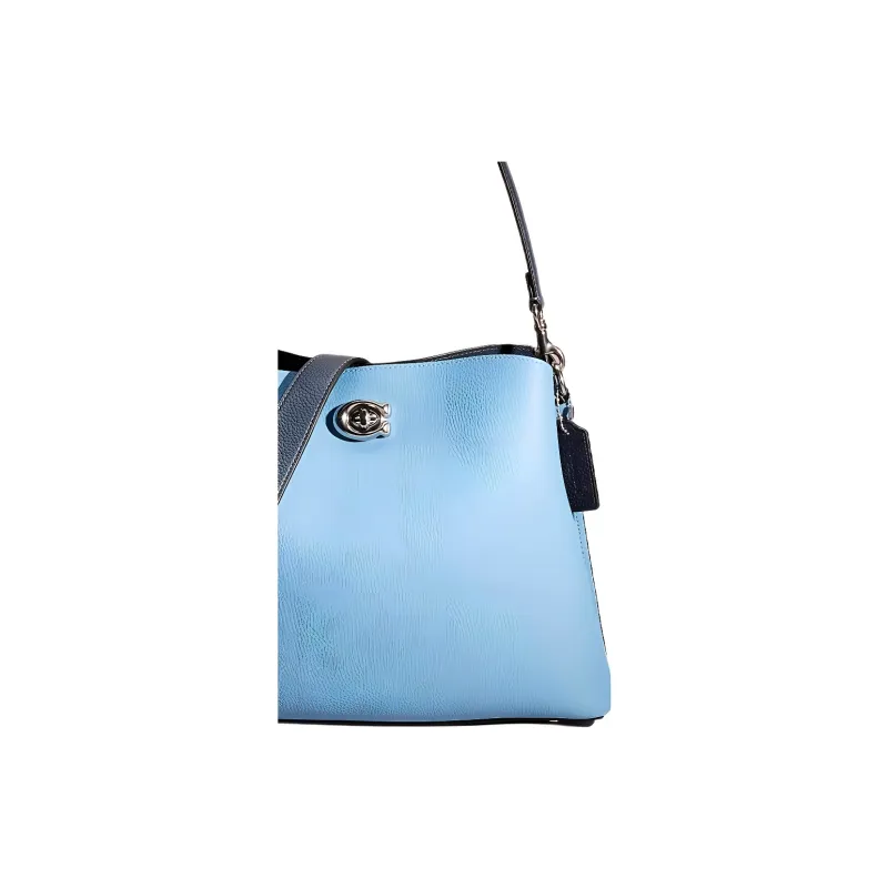 COACH Willow Leather Tote Bag, Shopping Bag, Shoulder Bag, Handbag Tubas Women's Blue-2