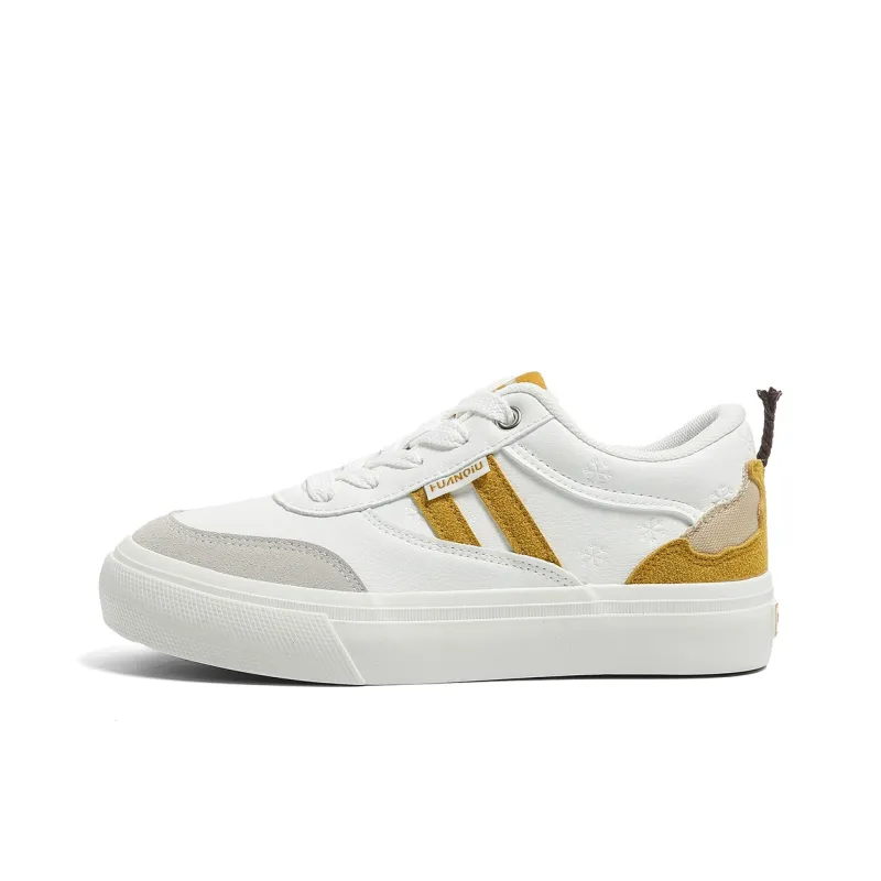 HUANQIU Abrasion Resistant, Lightweight, And Breathable Low Top Skateboard Shoes Women's Yellow-0