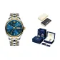 Steel Band Blue Dial+Box+Leather Strap