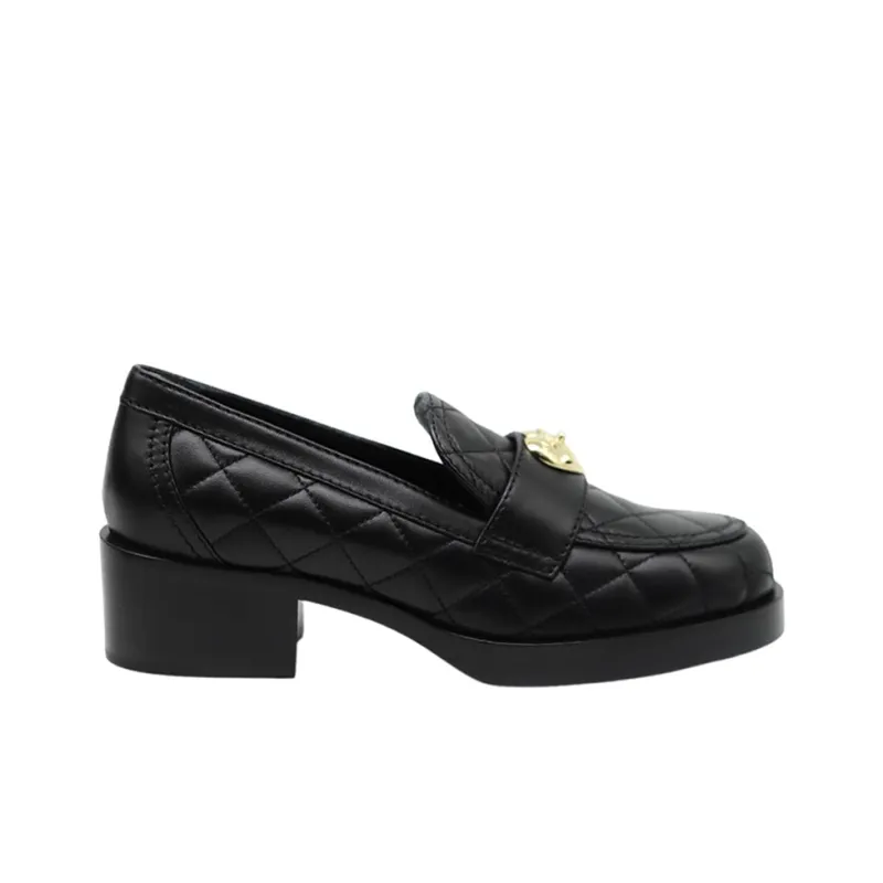 CHANEL Chunky Heel High Heels 5cm Women's Black-1