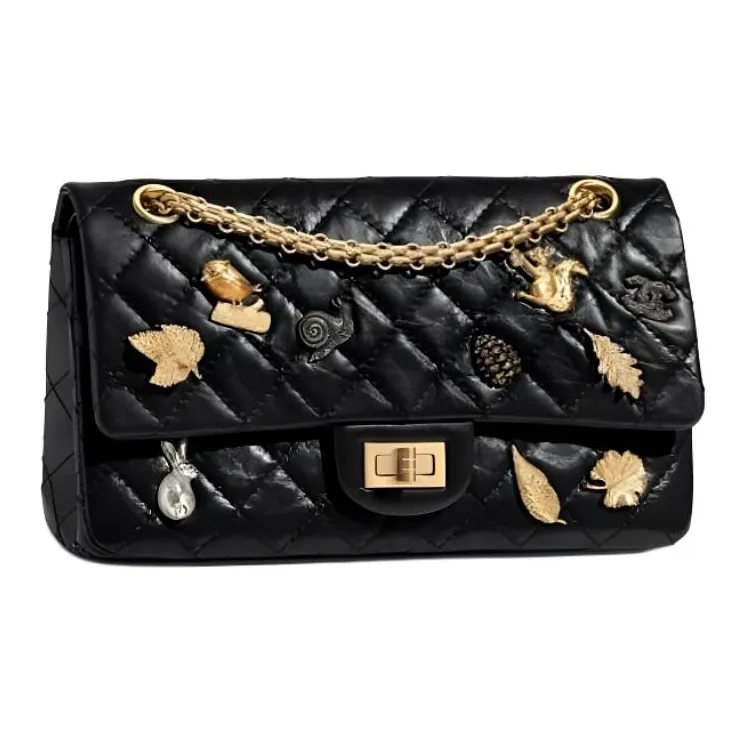 CHANEL 2.55 Leather Flap Bag, Shoulder Bag, Crossbody Bag Women's Black-0