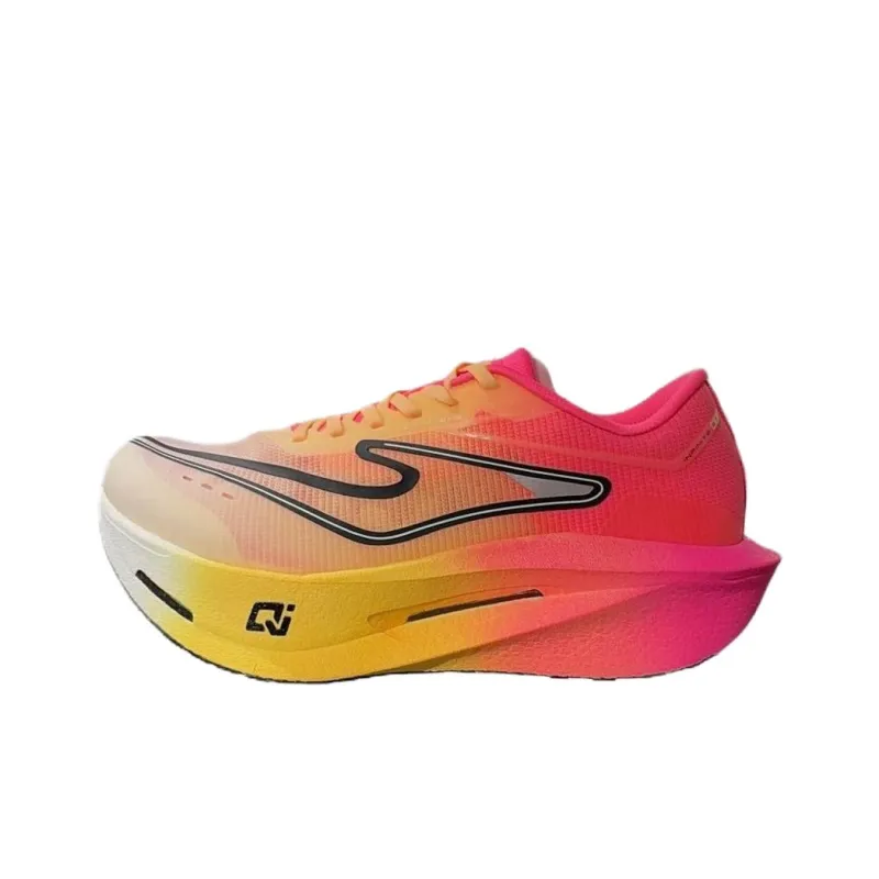 Erke Cushioning, Wear Resistant Low Top Carbon Plate Marathon Racing Running Shoes Men's Orange Pink-0