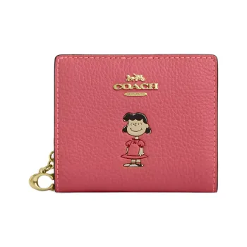 COACH PEANUTS Collaboration Lucy Leather Wallet Mini Women's Bright Coral