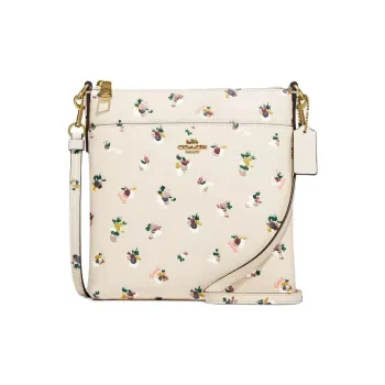 COACH Leather Messenger Bag One Shoulder Handheld Crossbody Bag Small Size Women's Beige Yellow