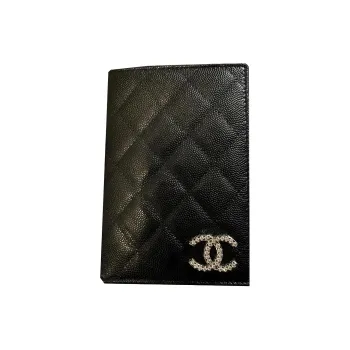 CHANEL Cow Leather Passport Holder, Wallet, Card Holder Women's Black