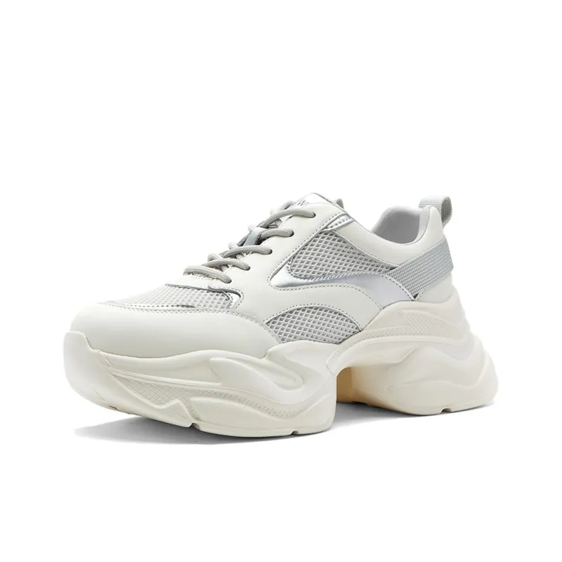 NINE WEST Low Top Chunky Sneakers Women's Ecru With Gray-1
