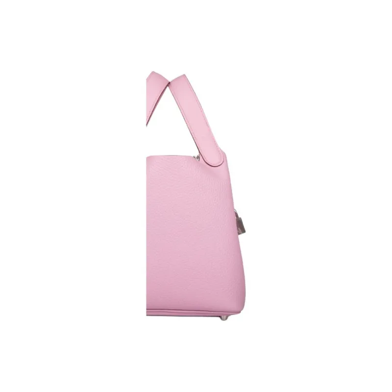 HERMES Picotin Lock Clemence Cow Leather Basket Bag, Bucket Bag, Handbag Women's X9 Mauve Sylvestre Mallow Purple-4