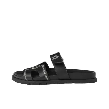 HERMES Chypre Rubber Sole Slip Resistant Slide Slippers Women's Black