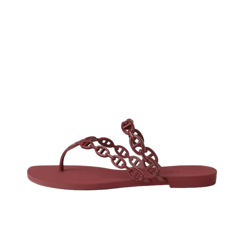 HERMES Chaine D'Ancre Flip Flops Women's Red-0