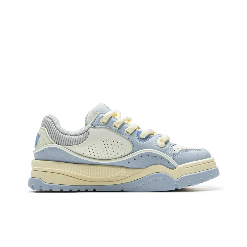 LiNing Non slip Wear resistant Shock Absorption Low Top Skateboard Shoes Women's Blue White-1