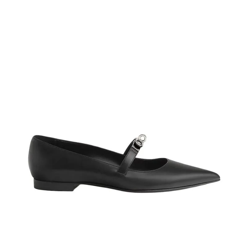 HERMES Kelly Flat Casual Single Shoes Women's Black-1