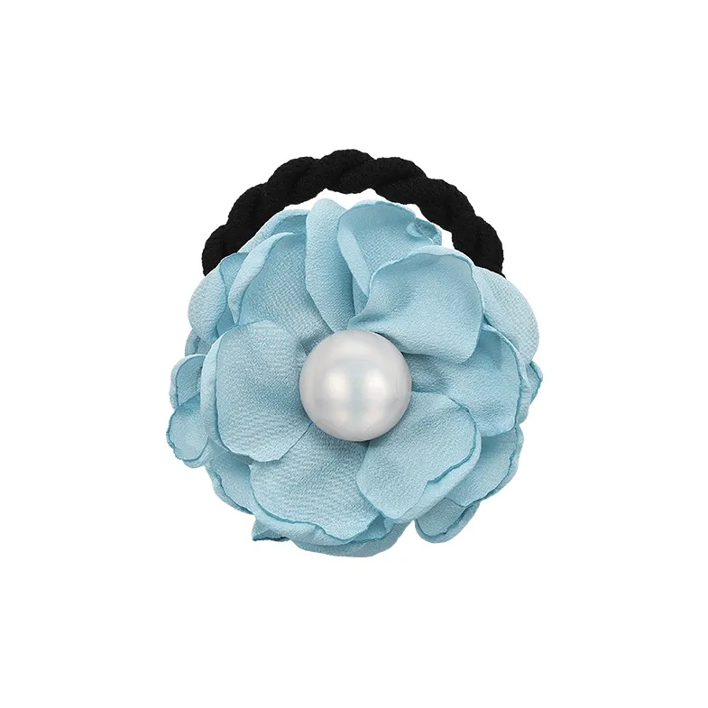 ROYALSASA Silk Chiffon Faux Pearl Hair Tie Women's-0