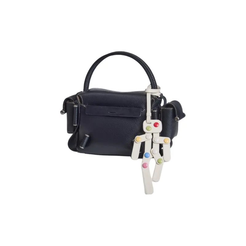 KUNOGIGI Cow Leather Pillow Bag Trumpets Shoulder Bag, Crossbody Bag, Handbag Women's White/Black-5
