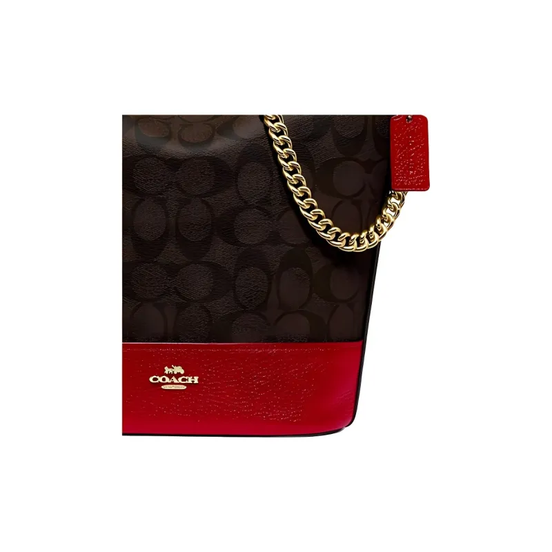 COACH Paxton Monogram Canvas With Leather Crossbody Bags Trumpets Women's Brown Red-2