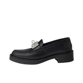 HERMES Hot Loafer Noir Calfskin Leather