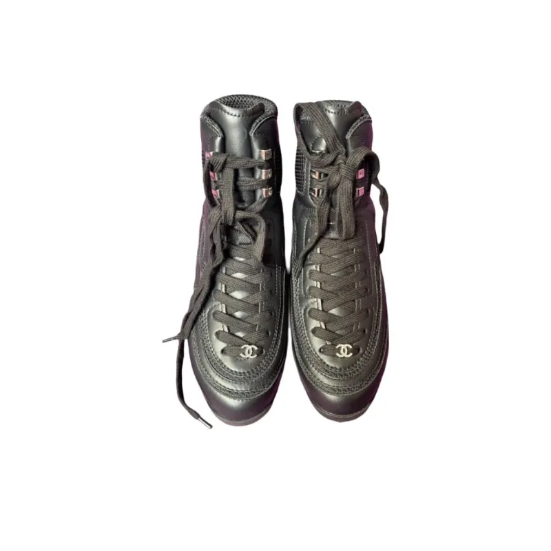 CHANEL 25B High Top Casual Shoes Women's Black-2