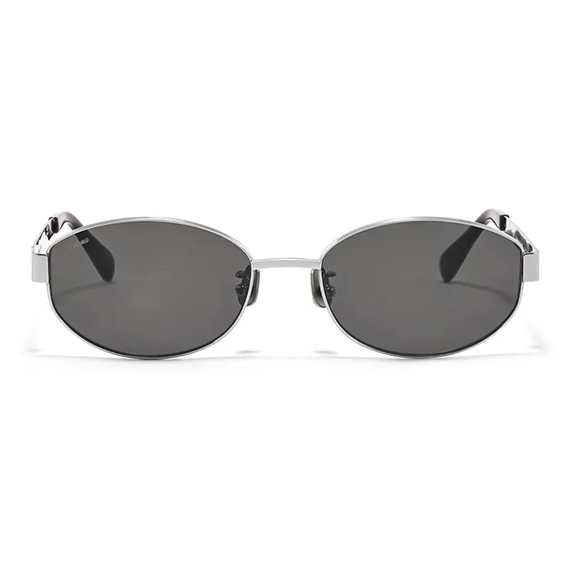 Fakeme Β Titanium Oval Sunglasses Unisex-1