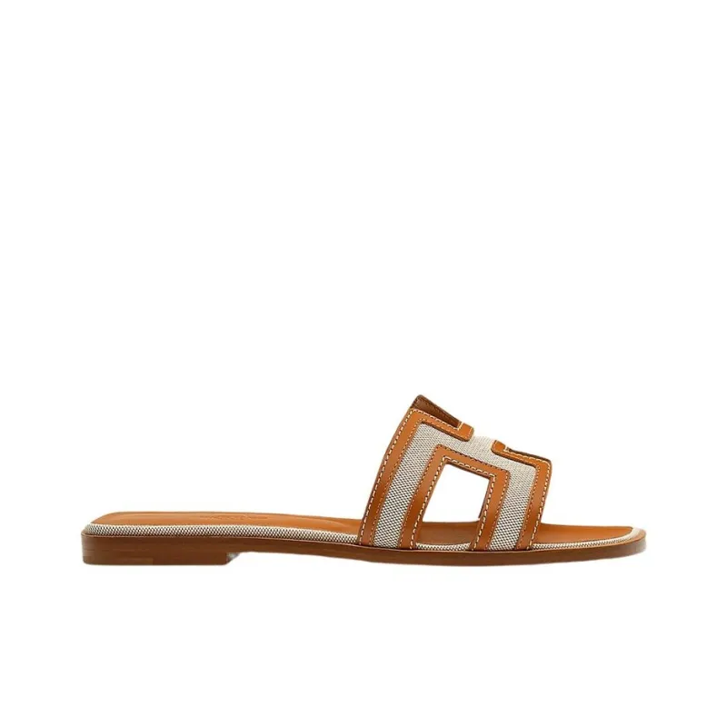 HERMES Slide Slippers Women's Brown-1