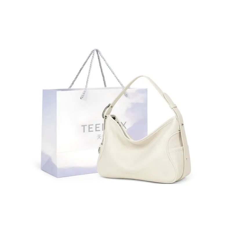 Teenmix Split Cow Leather With Synthetic Leather Crossbody Handbag, Shoulder Bag Regular Women's Ecru/Khaki/Black-29