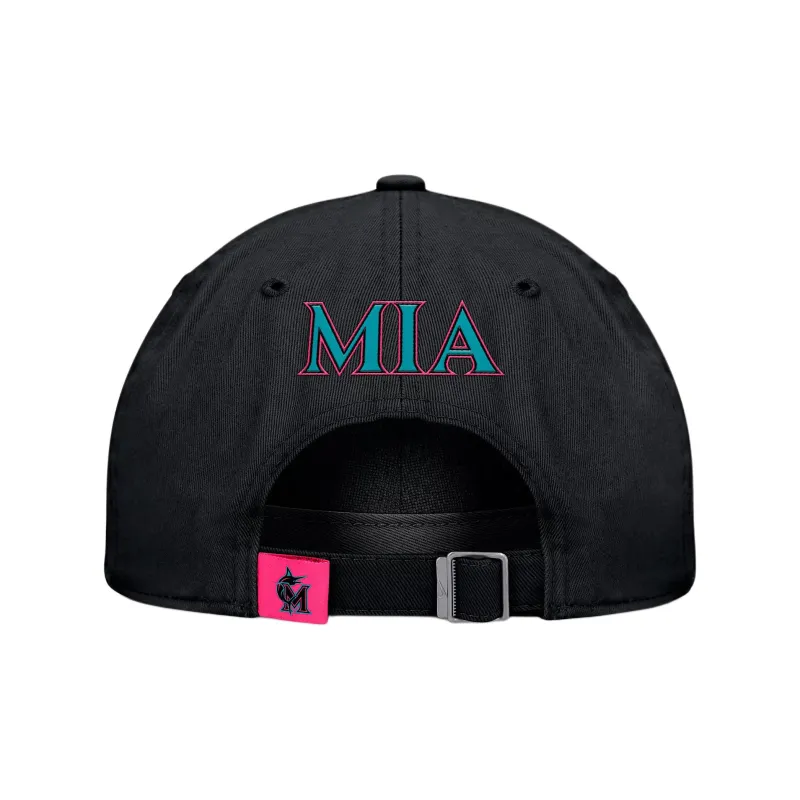 Nike x Miami Marlins City Connect Club Organic Cotton Baseball Caps Men's Black-1