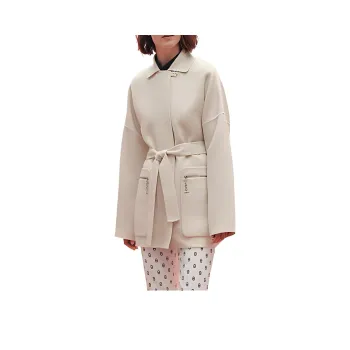 HERMES SS23 Velvet feel Coat Women's Ecru