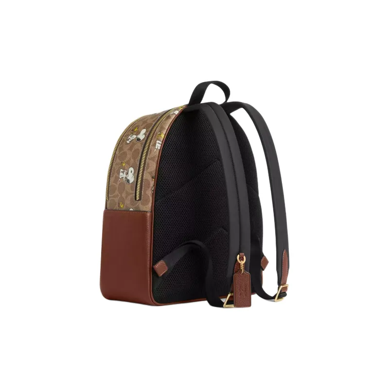 COACH PEANUTS Collaboration Coated Canvas Backpack Tubas Women's Tan & Brown Multicolor-1