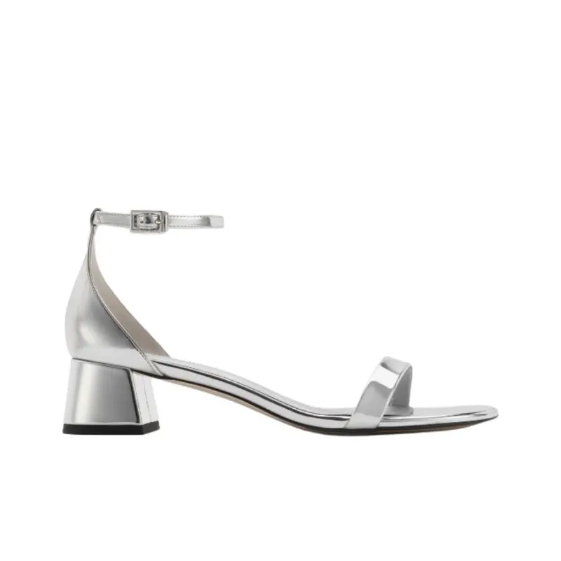 CHARLES&KEITH Nudie One Strap Sandals 3.8cm Women's Silver-1
