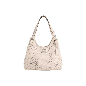 COACH Leather Hobo Man Shoulder Bag Large Size Women's Shell Pink