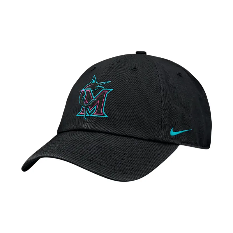 Nike x Miami Marlins City Connect Club Organic Cotton Baseball Caps Men's Black-0
