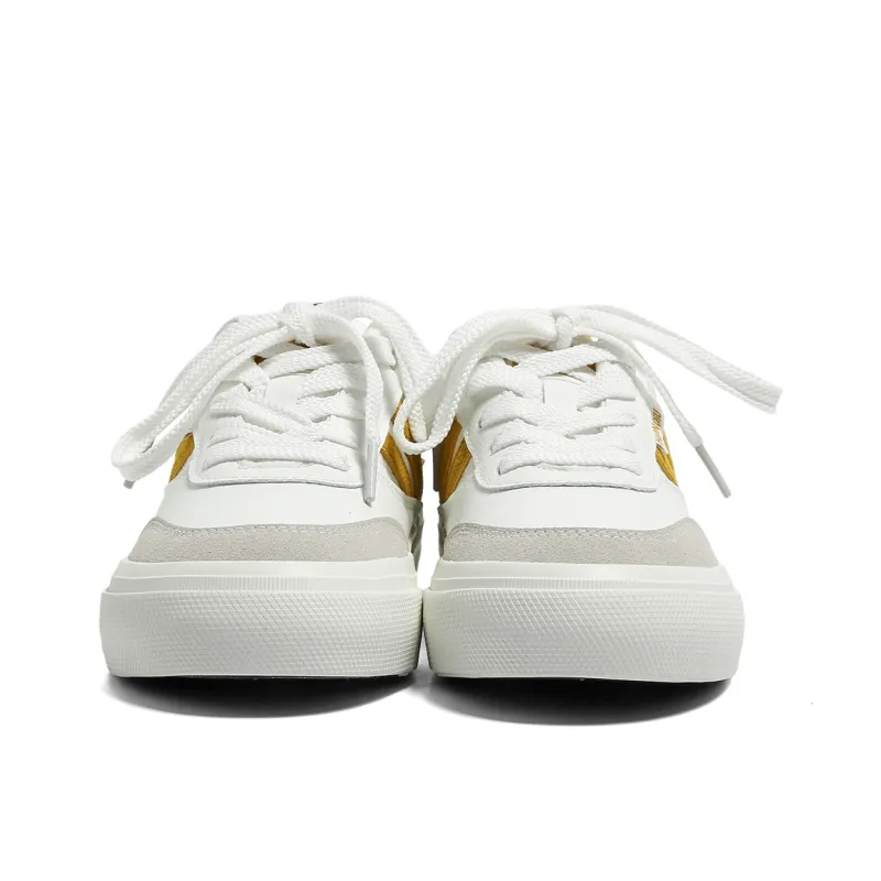 HUANQIU Abrasion Resistant, Lightweight, And Breathable Low Top Skateboard Shoes Women's Yellow-3