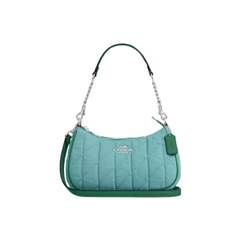 COACH Teri Denim Handbag, Shoulder Bag Medium Size Women's Ivy & Green