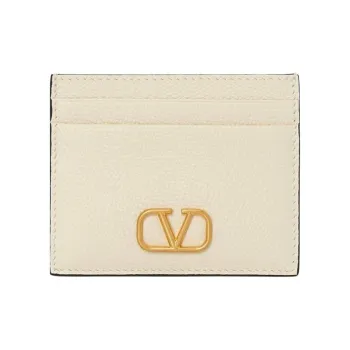 Valentino Grained Leather Cow Leather Card Holder Women's