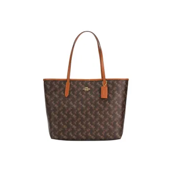 COACH City PVC Canvas With Leather Tote Bag, Shopping Bag, Handbag, Shoulder Bag Tubas Women's Brown