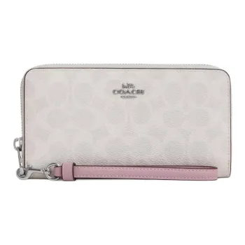 COACH Coated Canvas Wallet Trumpets Women's Gray White & Pink