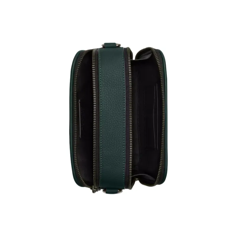 COACH Wyatt Litchi Grain Leather Camera Bag, Shoulder Bag, Crossbody Bag Trumpets Men's Deep Cyan & Black-2