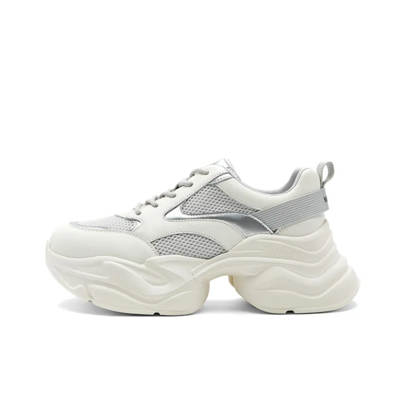NINE WEST Low Top Chunky Sneakers Women's Ecru With Gray-0