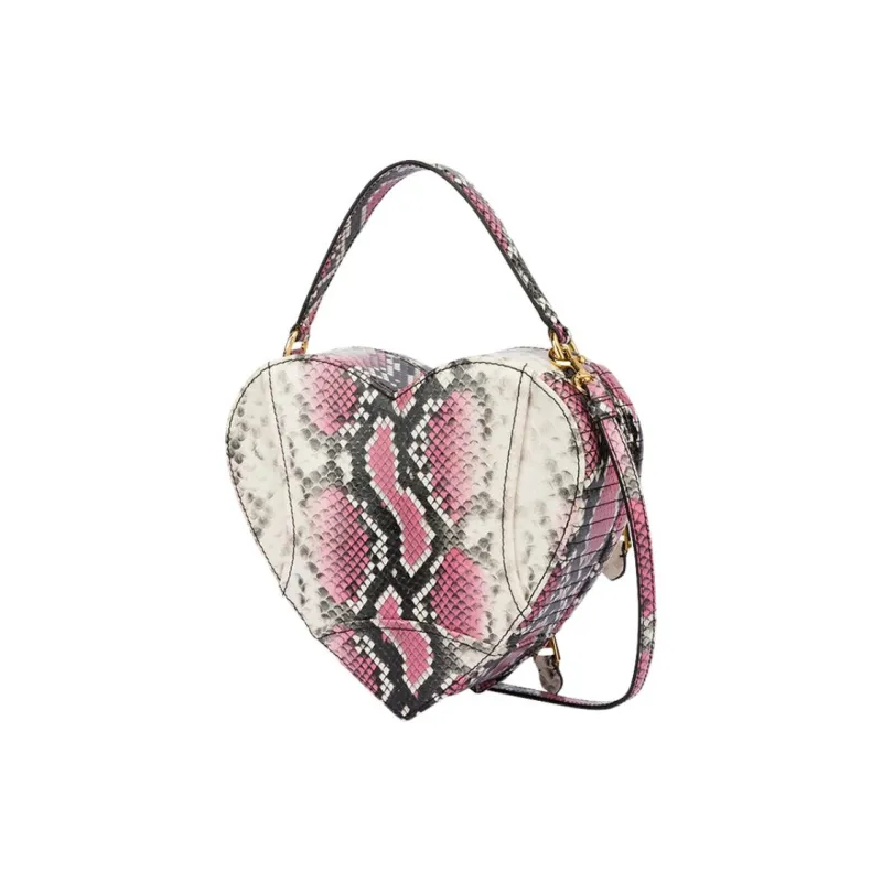MOSCHINO Cow Leather Biker Bag, Heart Shaped Bag, Shoulder Bag, Crossbody Bag, Handbag Women's Multicolor-1