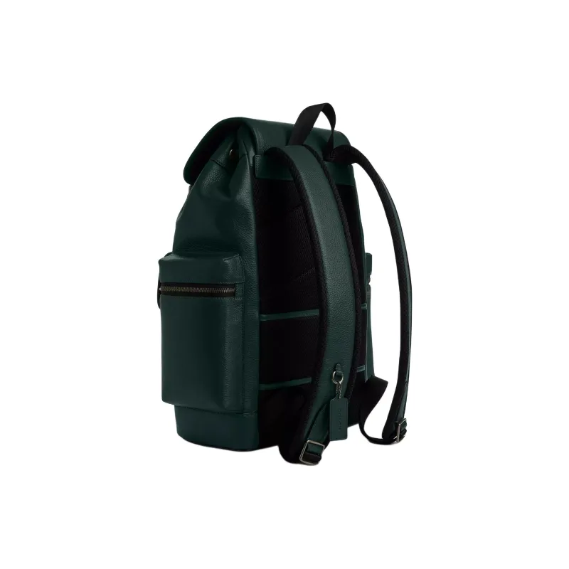 COACH Sprint Pebble Texture Leather With Calfskin Backpack Tubas Men's Deep Cyan & Black-1
