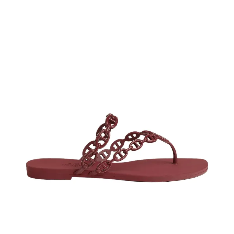 HERMES Chaine D'Ancre Flip Flops Women's Red-1