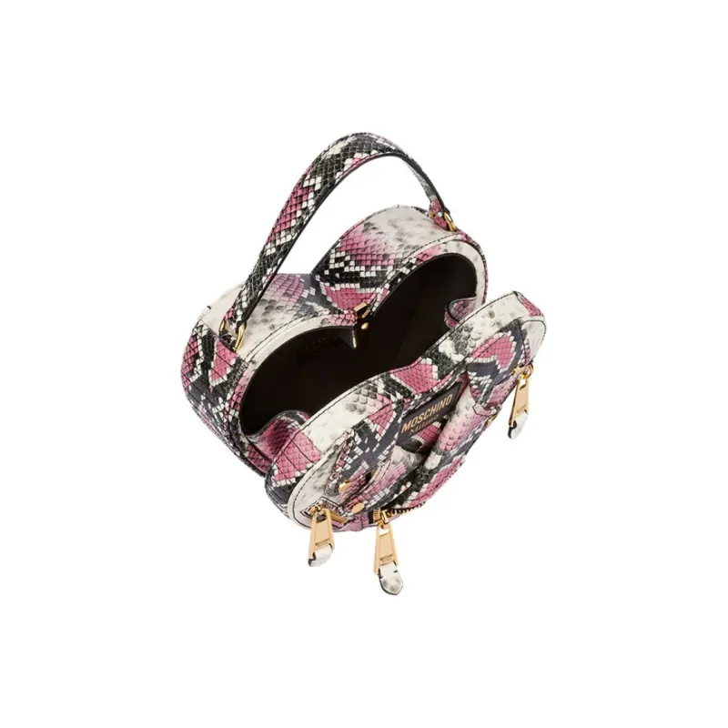 MOSCHINO Cow Leather Biker Bag, Heart Shaped Bag, Shoulder Bag, Crossbody Bag, Handbag Women's Multicolor-2