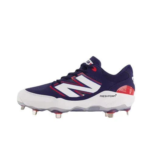 뉴발란스 NB 프레시 폼 X 3000v7 야구화 로우탑 블루와 화이트 레터링 남성