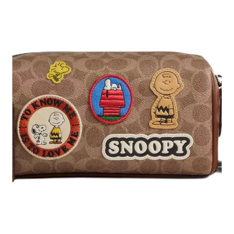 COACH PEANUTS Collaboration AXEL Coated Canvas Crossbody Bag, Shoulder Bag Mini Women's Brown-3