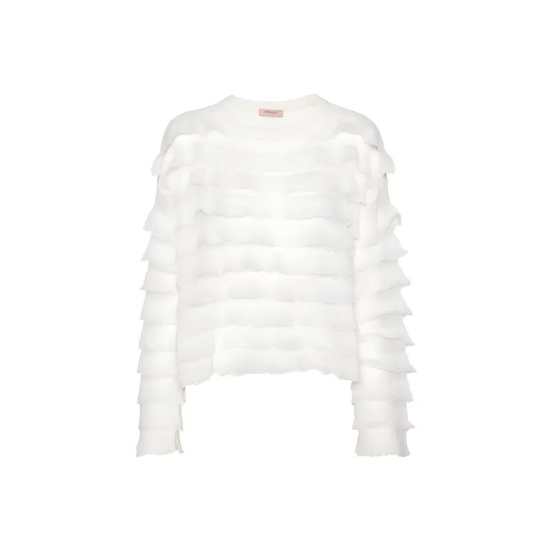 Twinset Lace Effect Flounce Boxy Jumper-0