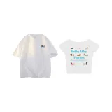 White Loose Fit+White Asymmetrical Shoulder