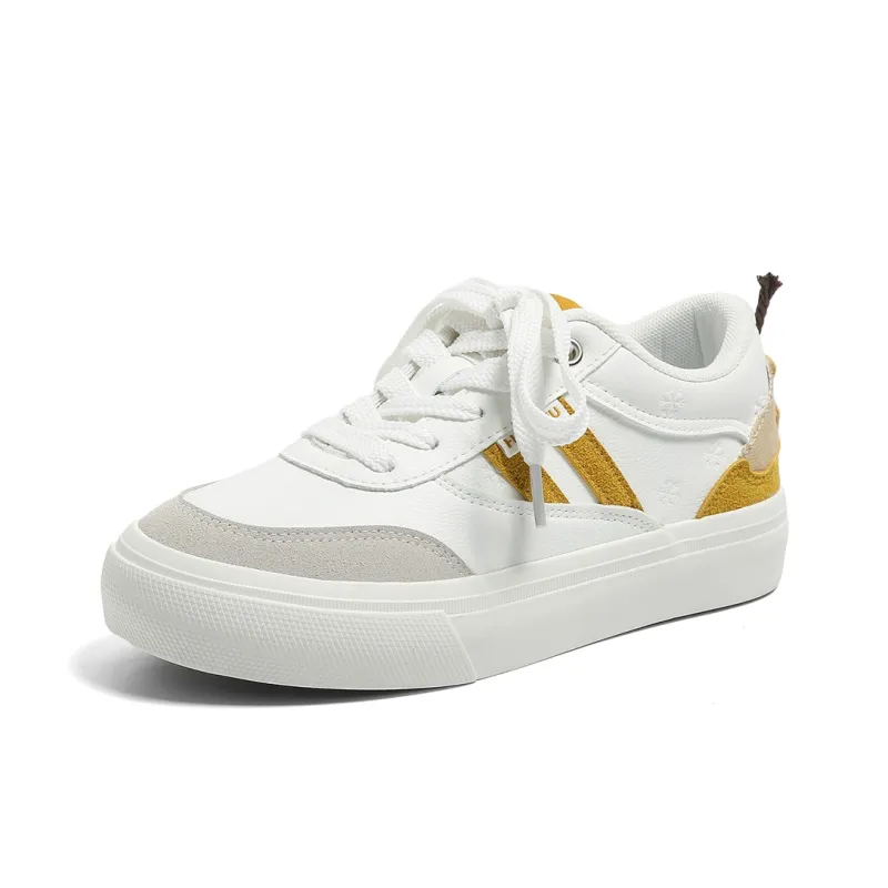 HUANQIU Abrasion Resistant, Lightweight, And Breathable Low Top Skateboard Shoes Women's Yellow-6